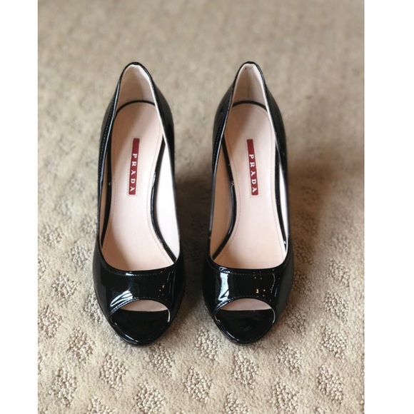 Prada Black Patent Leather Wedge - Picture 2 of 8